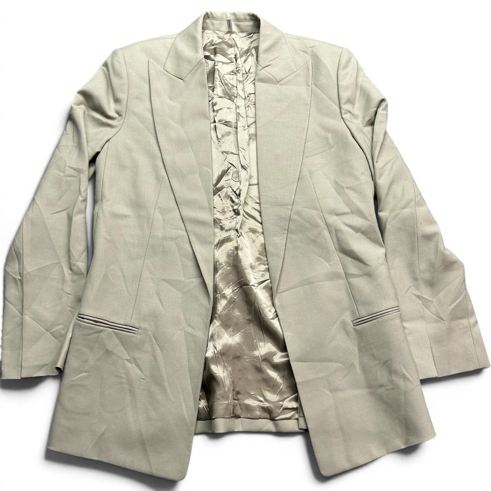 Helmut Lang Sage Green Virgin Wool Peak Lapel Blazer Jacket Size 2 HLW59989